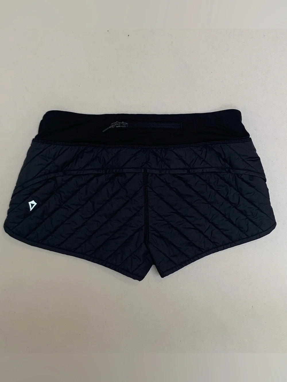 Ivivva by Lululemon Girls Black Quilted Athletic Shorts Sz 14 Zip Pocket Running